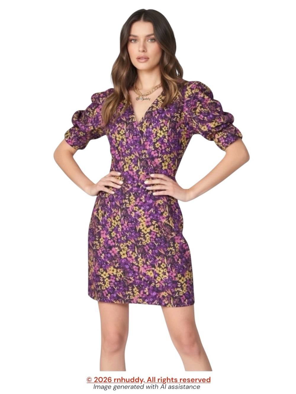 Adelyn Rae M purple floral faux wrap dress